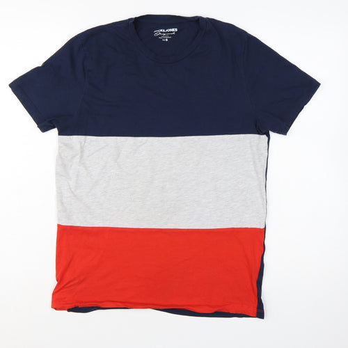 Jack & Jones Men's Multicoloured Cotton Crew Neck T-Shirt Size S