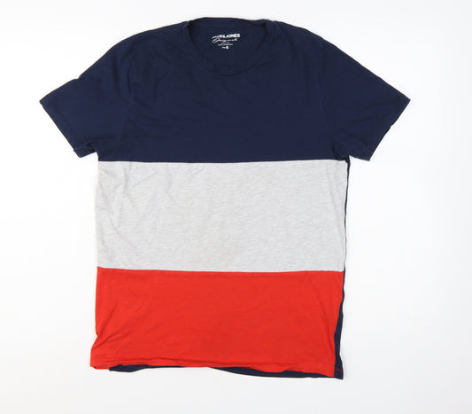 Jack & Jones Men's Multicoloured Cotton Crew Neck T-Shirt Size S