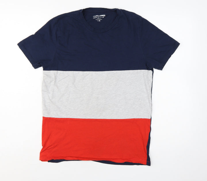 Jack & Jones Men's Multicoloured Cotton Crew Neck T-Shirt Size S