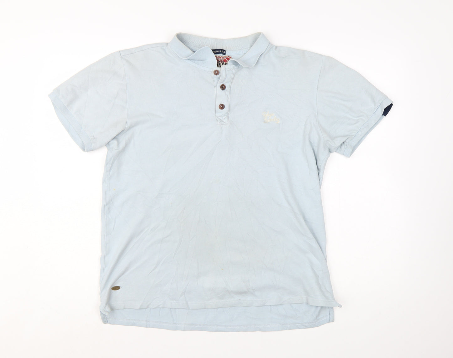 Tokyo Laundry Men's Blue Stretch Polo Shirt Size M Short Sleeve