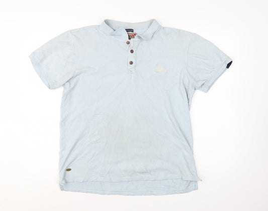 Tokyo Laundry Men's Blue Stretch Polo Shirt Size M Short Sleeve