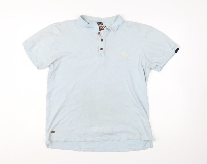 Tokyo Laundry Men's Blue Stretch Polo Shirt Size M Short Sleeve