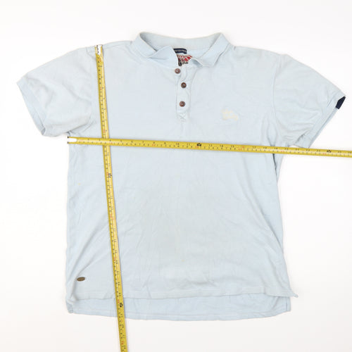 Tokyo Laundry Men's Blue Stretch Polo Shirt Size M Short Sleeve