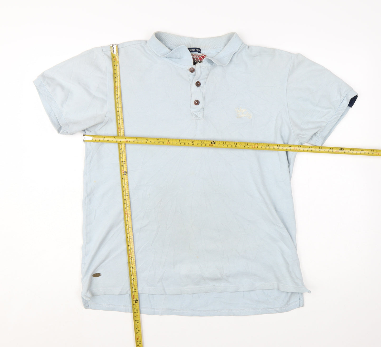 Tokyo Laundry Men's Blue Stretch Polo Shirt Size M Short Sleeve