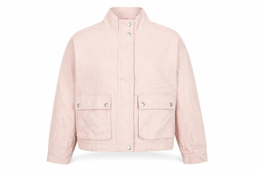 Front view of New Look Women's Pink Cotton Cropped Basic Jacket, size 8