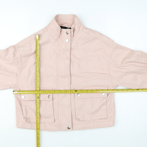 New Look Women's Pink Cotton Cropped Basic Jacket Size 8
