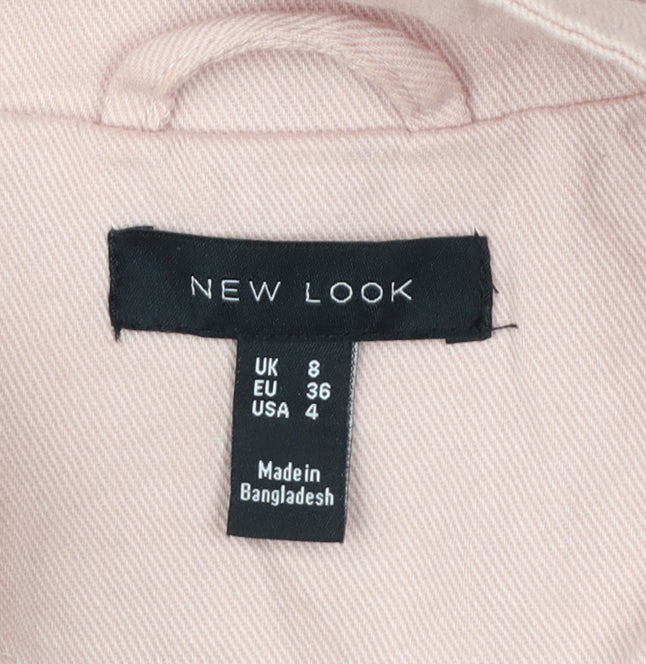 New Look Women's Pink Cotton Cropped Basic Jacket Size 8
