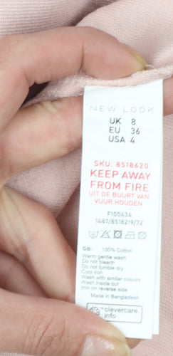 New Look Women's Pink Cotton Cropped Basic Jacket Size 8