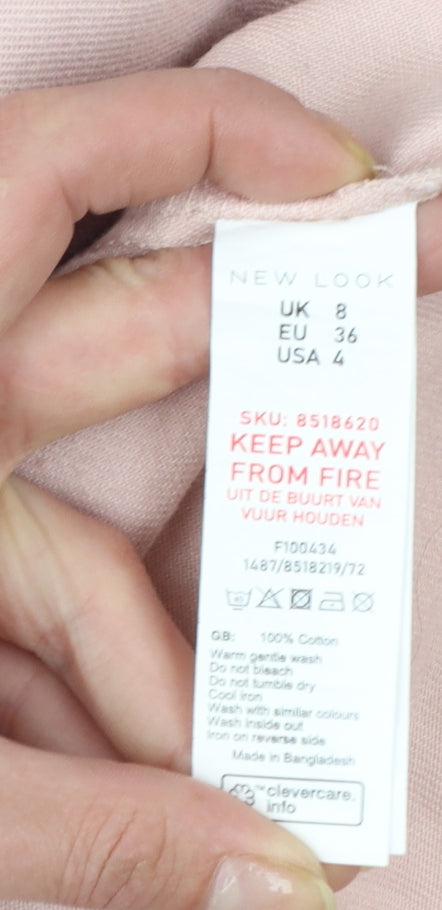New Look Women's Pink Cotton Cropped Basic Jacket Size 8