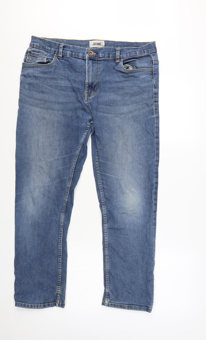 Jacamo Men Blue Denim Straight Jeans 36S Regular Fit