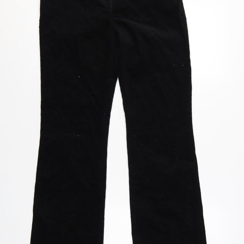 Marks and Spencer Womens Black Corduroy Trousers UK 8 Medium Straight Leg