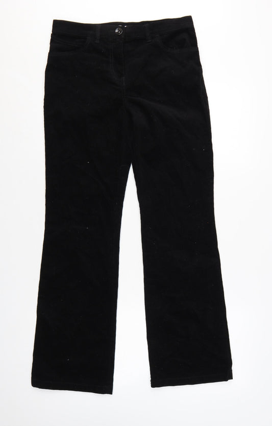 Marks and Spencer Womens Black Corduroy Trousers UK 8 Medium Straight Leg