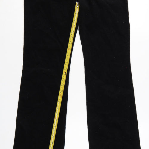 Marks and Spencer Womens Black Corduroy Trousers UK 8 Medium Straight Leg