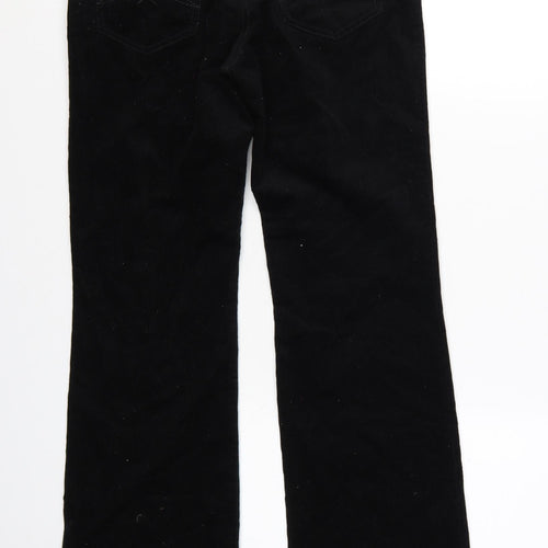 Marks and Spencer Womens Black Corduroy Trousers UK 8 Medium Straight Leg