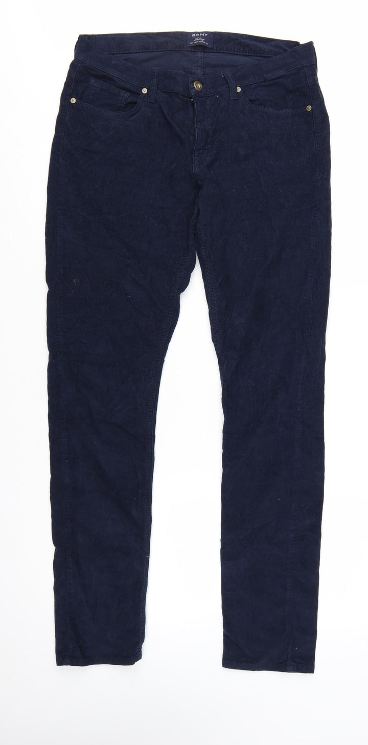 GANT Men's Blue Corduroy Slim Fit Low Rise Trousers W32 L32