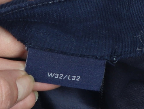 GANT Men's Blue Corduroy Slim Fit Low Rise Trousers W32 L32