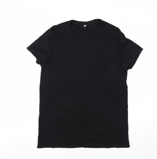 Uniqlo Women Black XL Basic Short Sleeve Cotton Stretch T-Shirt