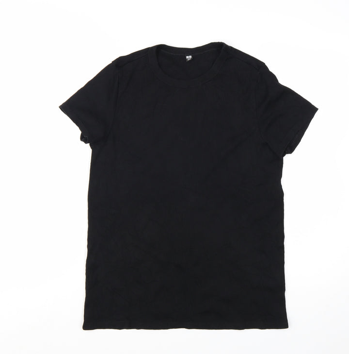 Uniqlo Women Black XL Basic Short Sleeve Cotton Stretch T-Shirt