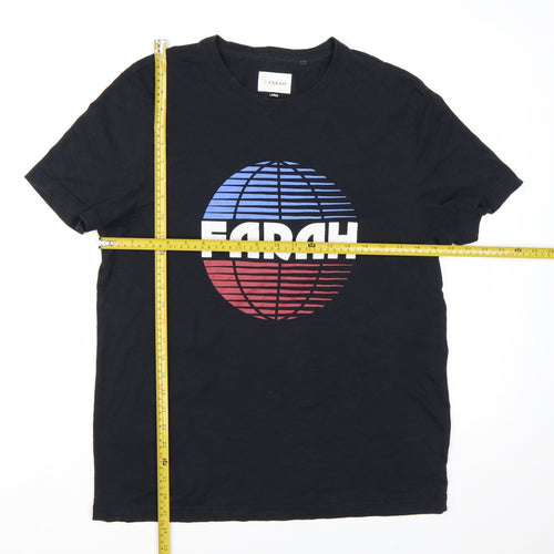 Farah Men's Black Graphic Print Cotton T-Shirt Size L