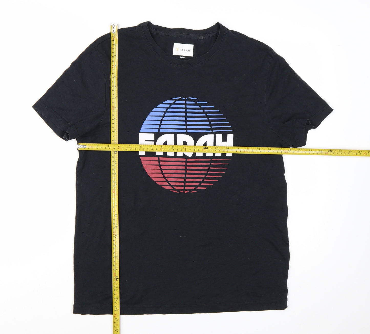 Farah Men's Black Graphic Print Cotton T-Shirt Size L