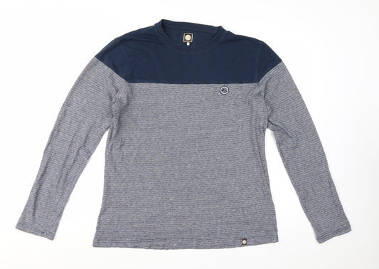 Pretty Green Men's Blue Striped Long Sleeve T-Shirt Size L