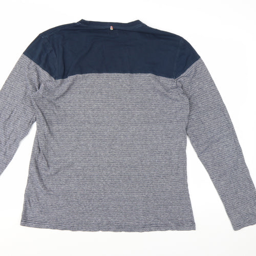 Pretty Green Men's Blue Striped Long Sleeve T-Shirt Size L