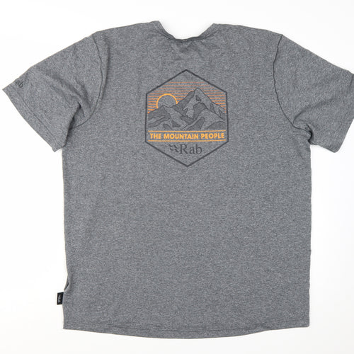 Rab Men's Grey Mantle Mountain Peak T-Shirt XL Polyester Outdoor Tee