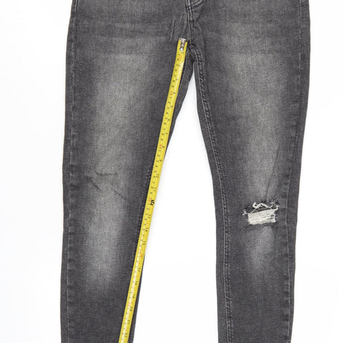 boohooMAN Men's Grey Skinny Jeans Size 32 Distressed Denim