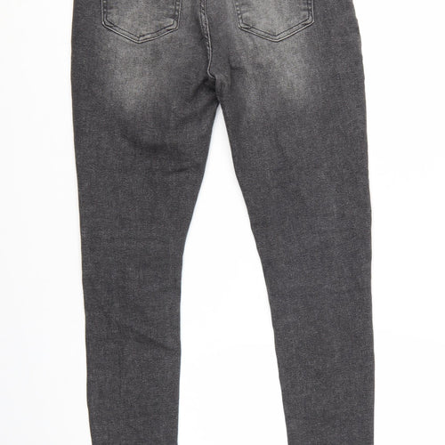boohooMAN Men's Grey Skinny Jeans Size 32 Distressed Denim