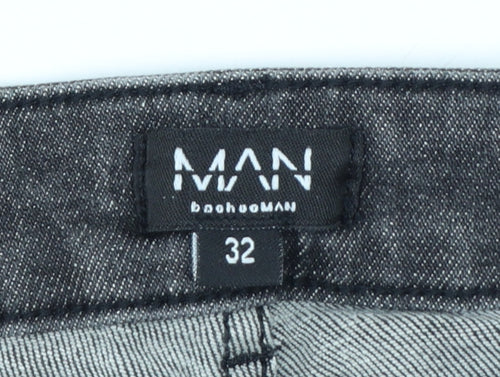 boohooMAN Men's Grey Skinny Jeans Size 32 Distressed Denim