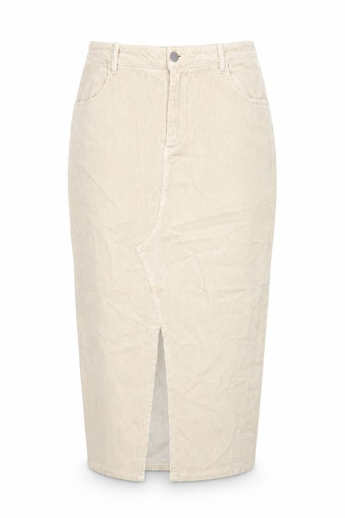 Zara Women Beige Corduroy Midi Pencil Skirt Size S High Rise