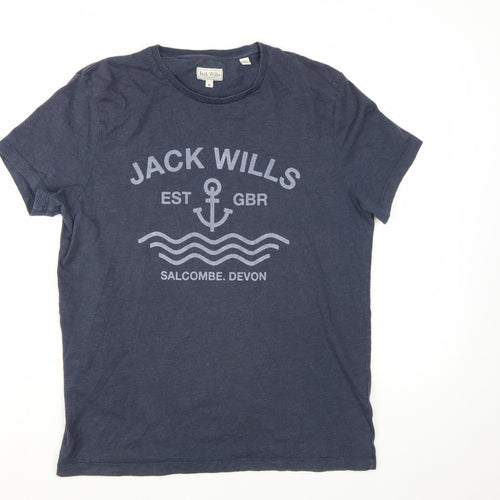 Jack Wills Men's Navy Graphic Print Crew Neck T-Shirt Size M