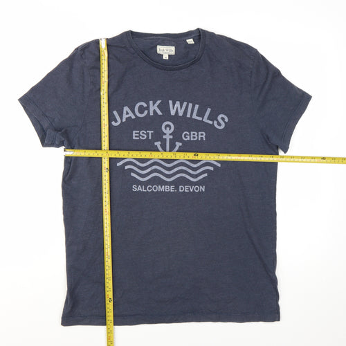 Jack Wills Men's Navy Graphic Print Crew Neck T-Shirt Size M