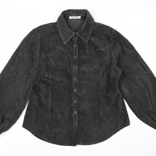 Glamorous Women's Black Corduroy Button-Up Shirt UK 14
