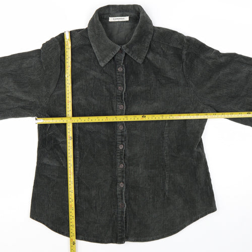 Glamorous Women's Black Corduroy Button-Up Shirt UK 14