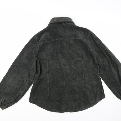 Glamorous Women's Black Corduroy Button-Up Shirt UK 14