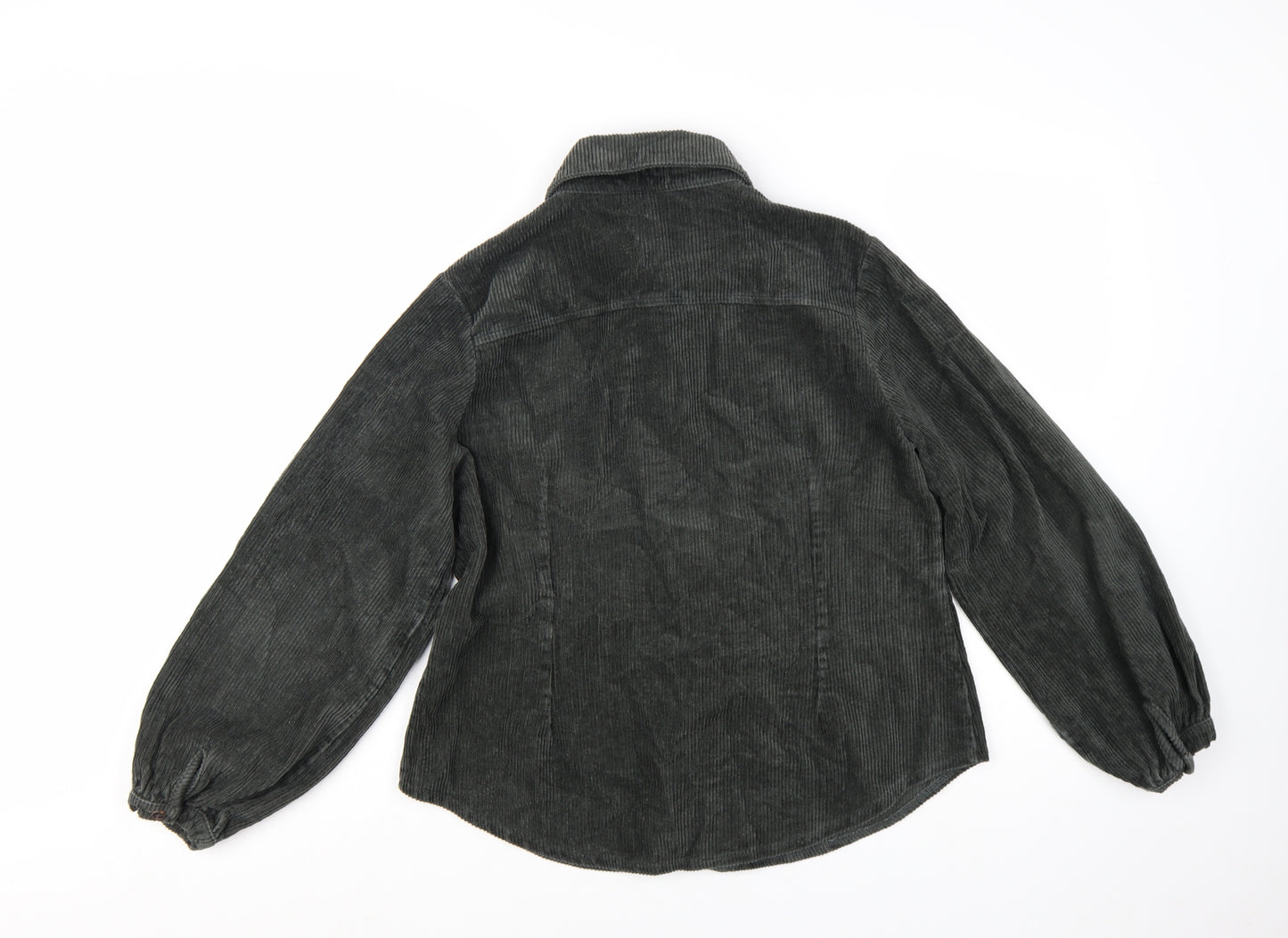 Glamorous Women's Black Corduroy Button-Up Shirt UK 14