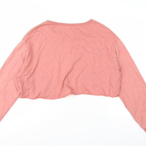 H&M Divided Women Pink Crop Pullover Sweatshirt L - Girl Clique Graphic