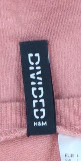 H&M Divided Women Pink Crop Pullover Sweatshirt L - Girl Clique Graphic