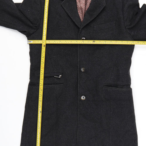 Ted Baker Men's Black Wool Cashmere Blend Mid-Length Overcoat Size M