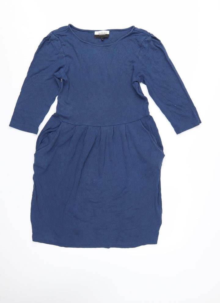 Jaeger Women Blue Size 12 Fit & Flare Knit Dress