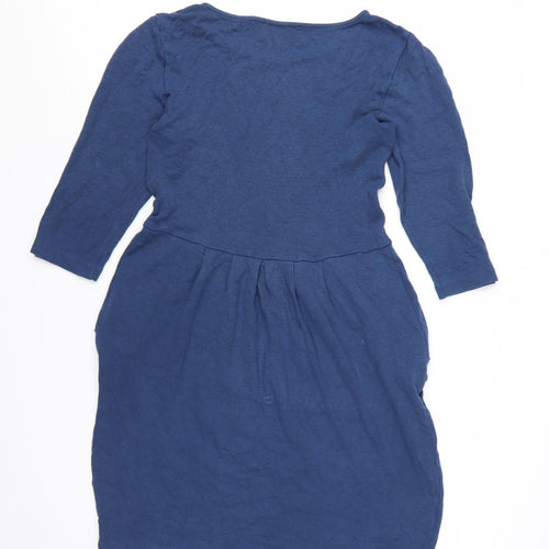 Jaeger Women Blue Size 12 Fit & Flare Knit Dress