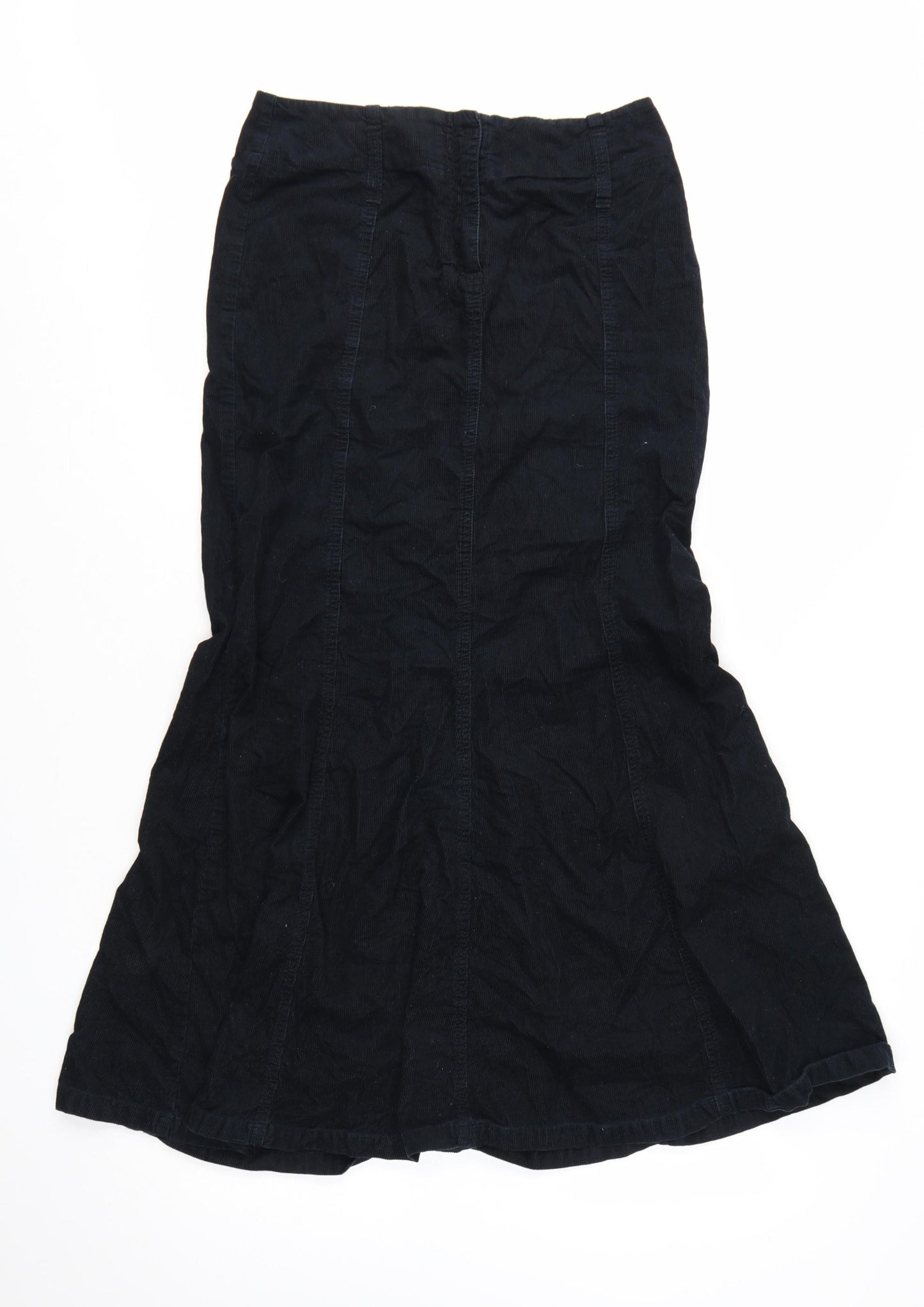 Next Women’s Black Cotton Corduroy Midi Flared Skirt Size 8