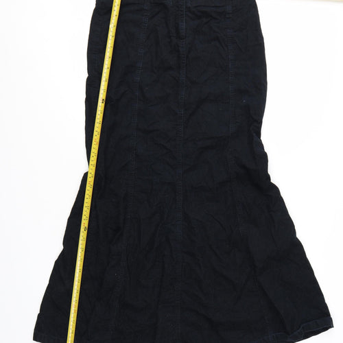 Next Women’s Black Cotton Corduroy Midi Flared Skirt Size 8