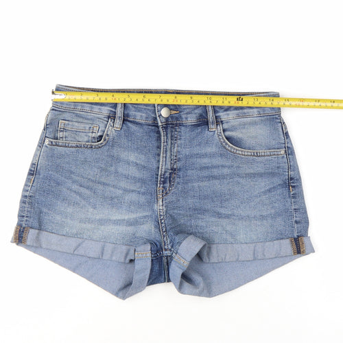 H&M Women Blue High Rise Denim Hot Pants Shorts Size 10