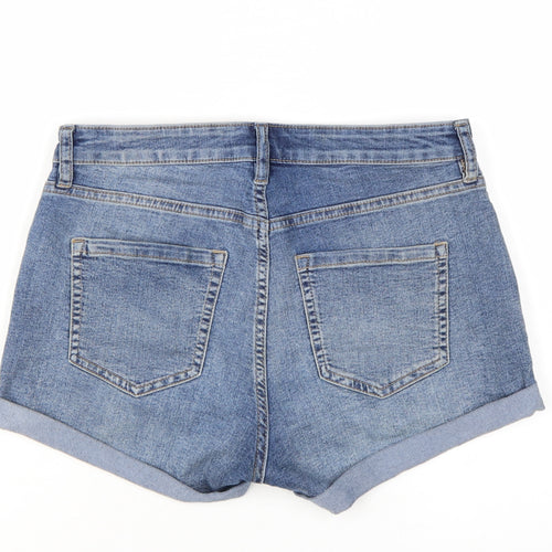 H&M Women Blue High Rise Denim Hot Pants Shorts Size 10
