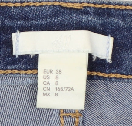 H&M Women Blue High Rise Denim Hot Pants Shorts Size 10