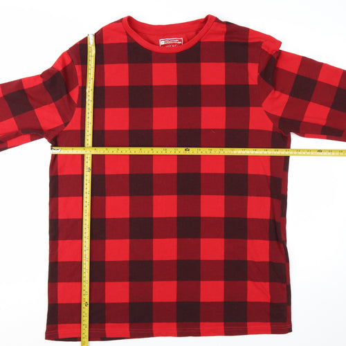 Mountain Warehouse Men's Red Check Long Sleeve Cotton Blend T-Shirt L