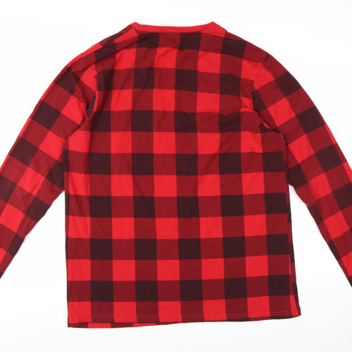 Mountain Warehouse Men's Red Check Long Sleeve Cotton Blend T-Shirt L