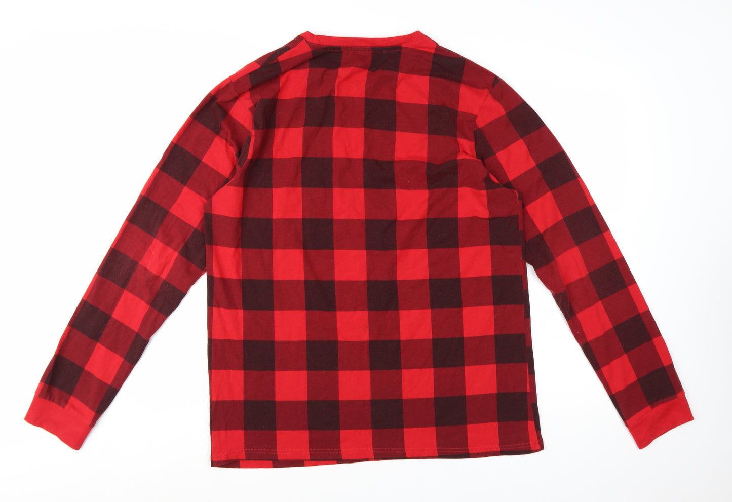 Mountain Warehouse Men's Red Check Long Sleeve Cotton Blend T-Shirt L